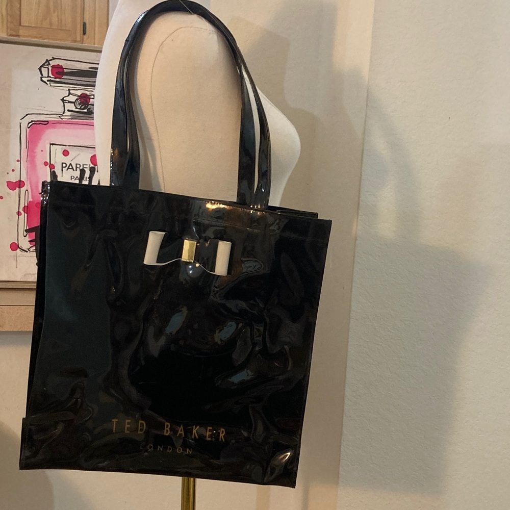 Ted Baker Black Tote with Gold Bow Accent